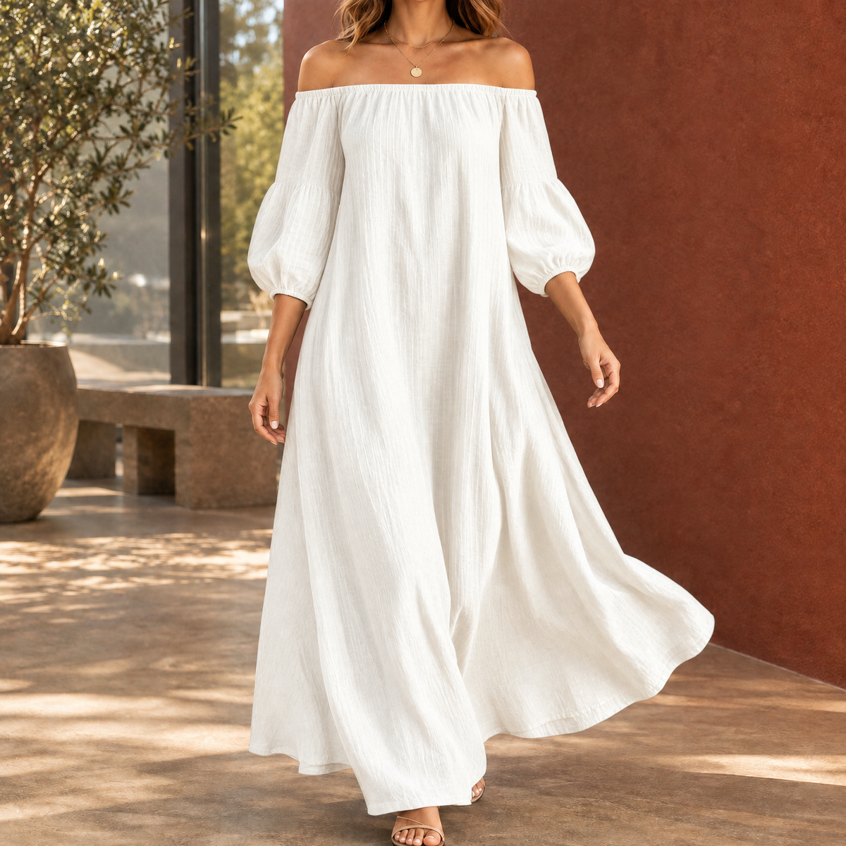Beatrix-Rose Off-Shoulder Maxi Dress