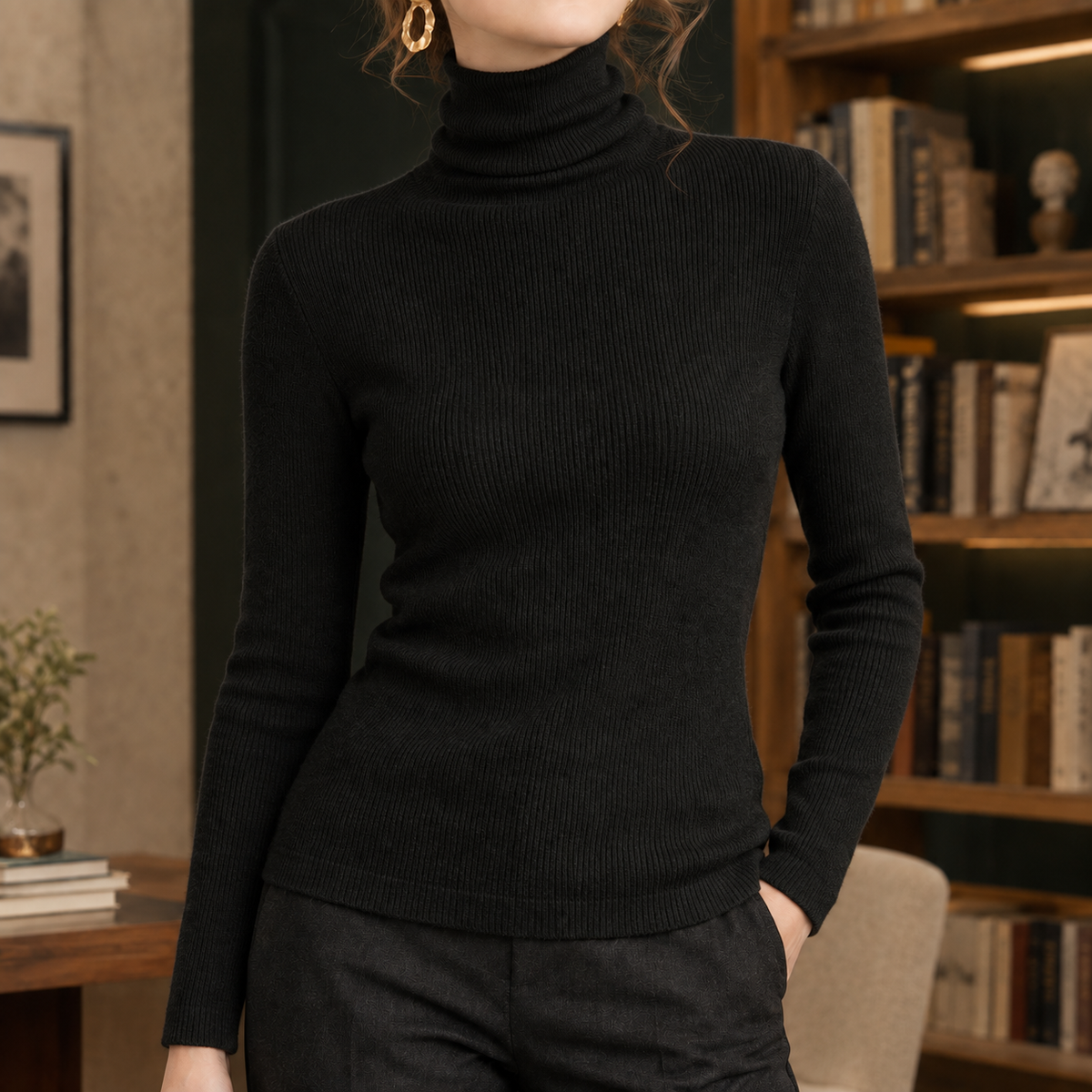 Etta Ribbed Turtleneck Sweater