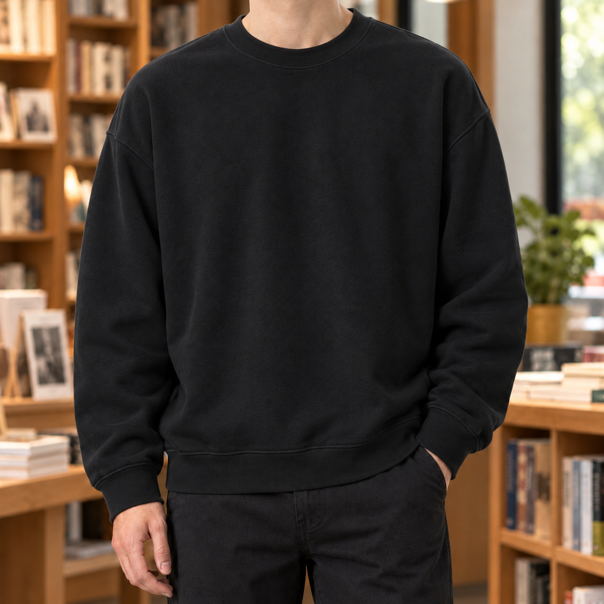 RELAXED FIT COTTON BLEND SWEATER FOR MEN