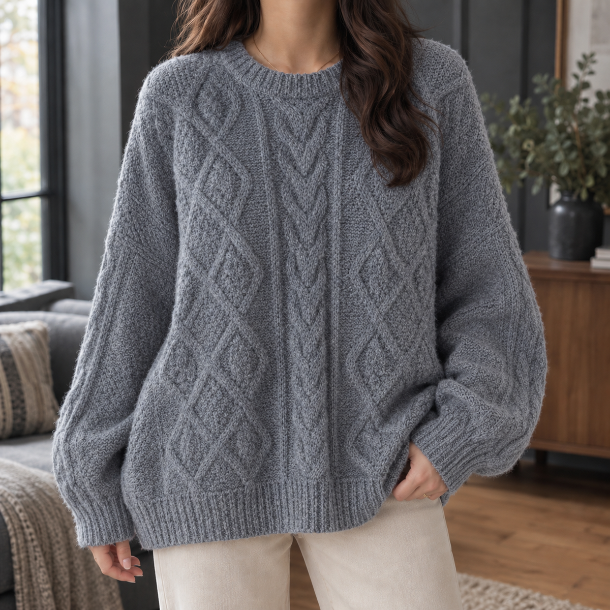 Ilaria-Sage Cable Sweater