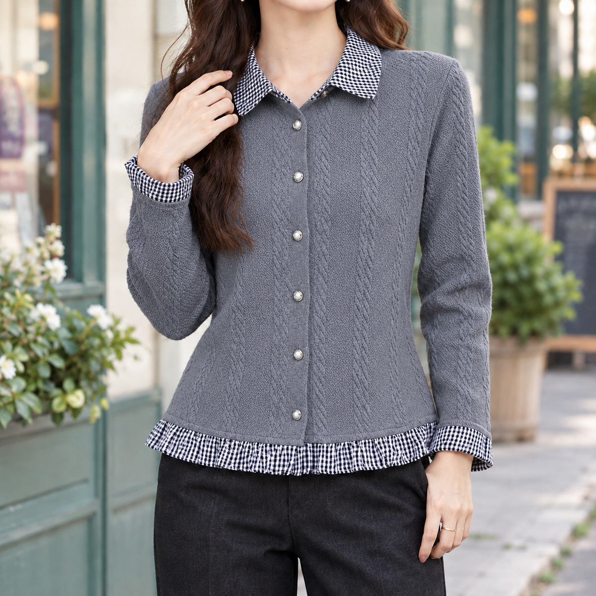 Albertine Checked Cardigan