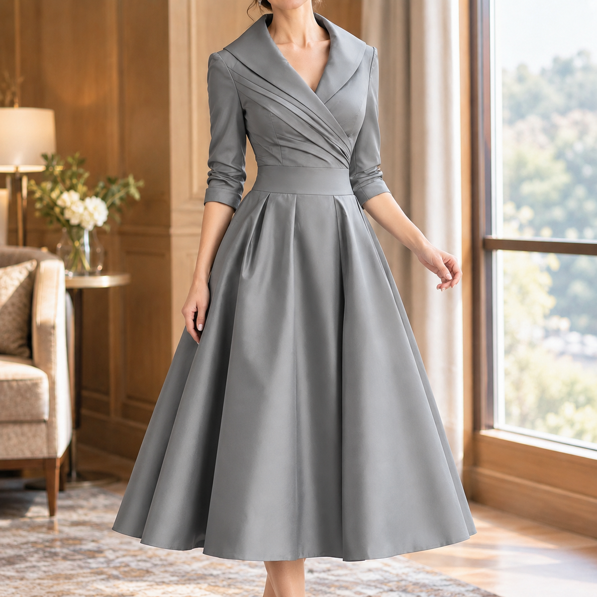 Marissa Lapel Midi Dress