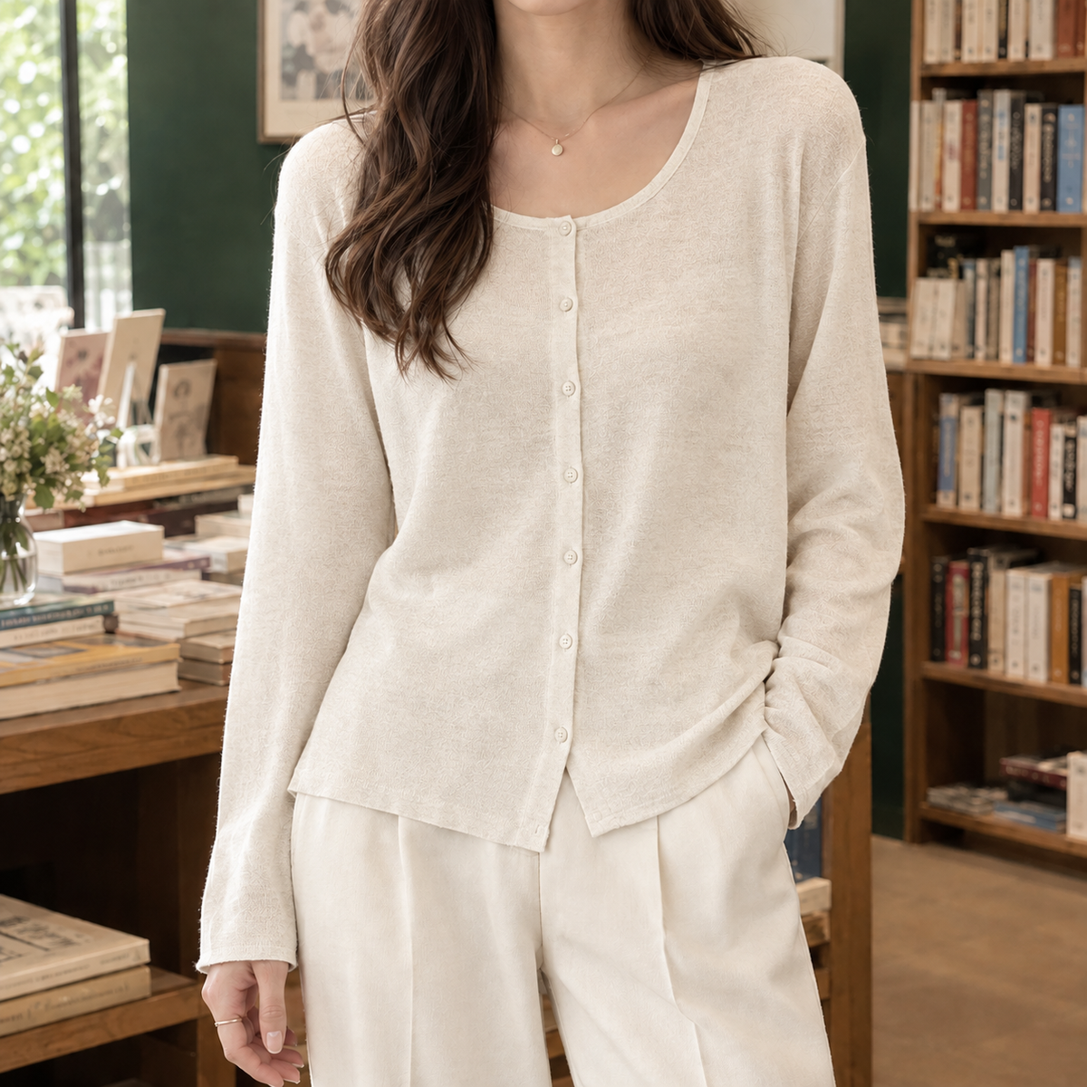 Guinevere-Hope Linen Cardigan