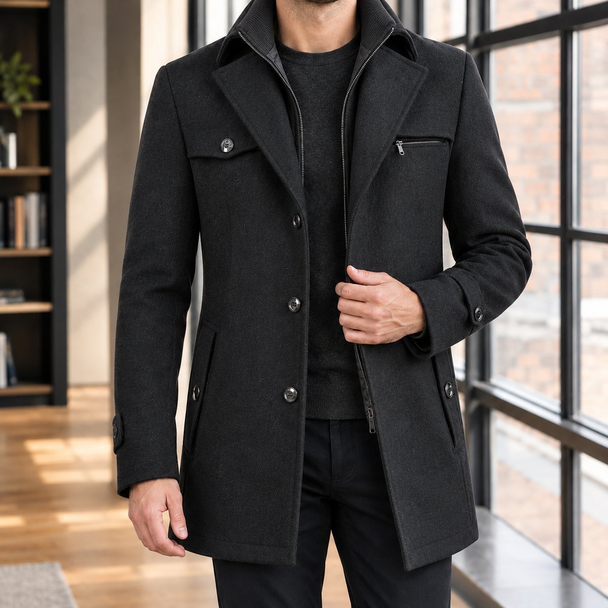 William Double Collar Coat