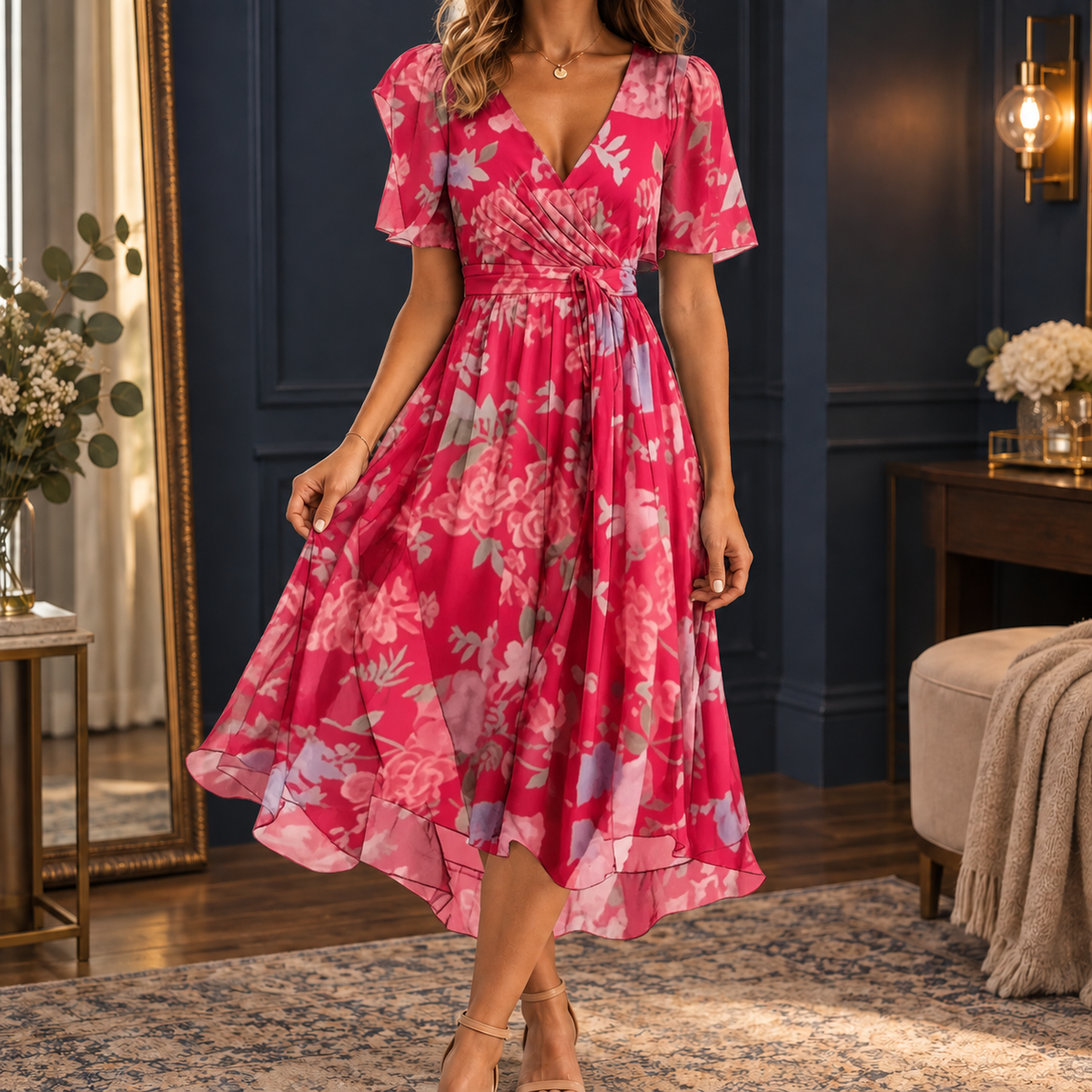 Ilaria-Eve Wrap Midi Dress