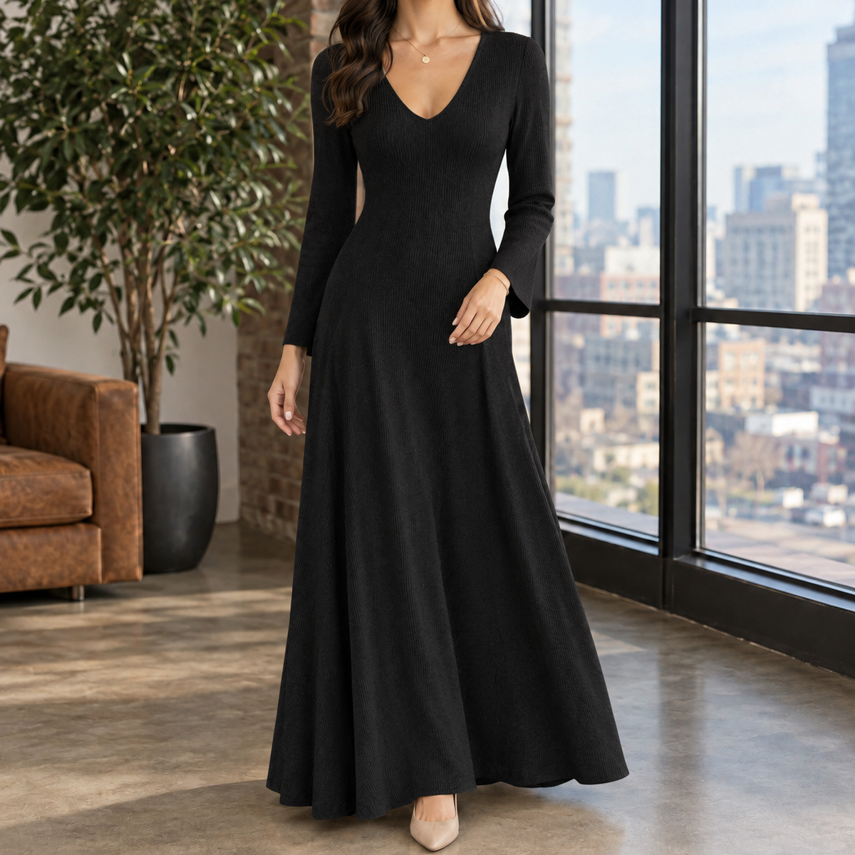 Aline-Rose Ribbed Maxi Dress