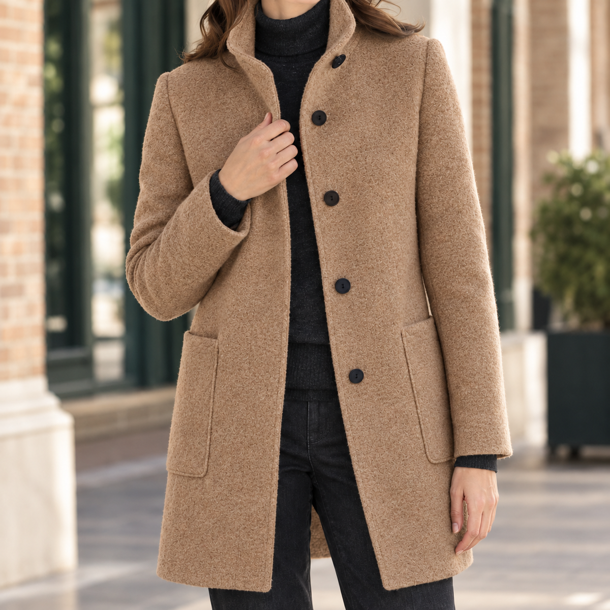 Ashley-Skye Stand Collar Coat