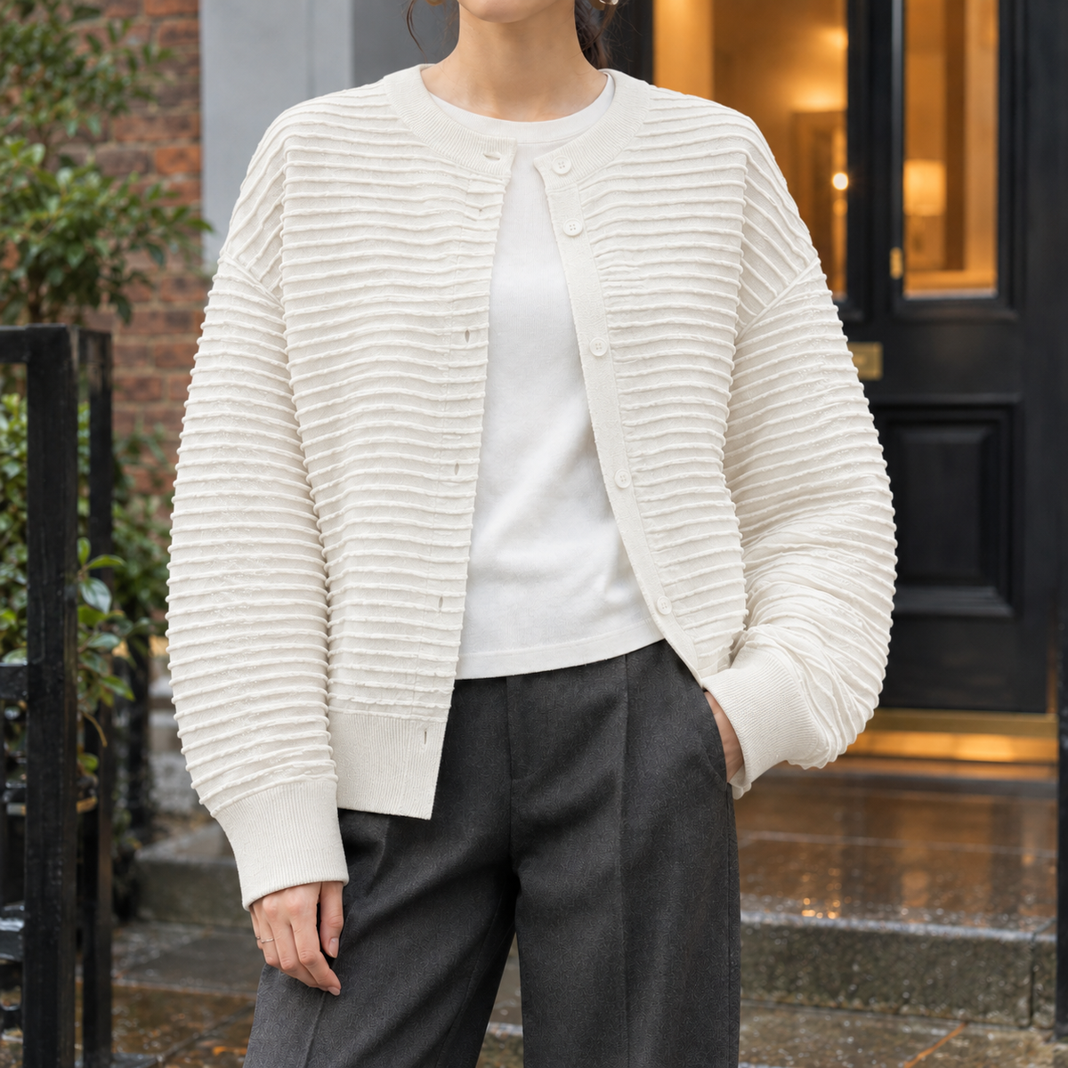 Junia-Sage Textured Cardigan