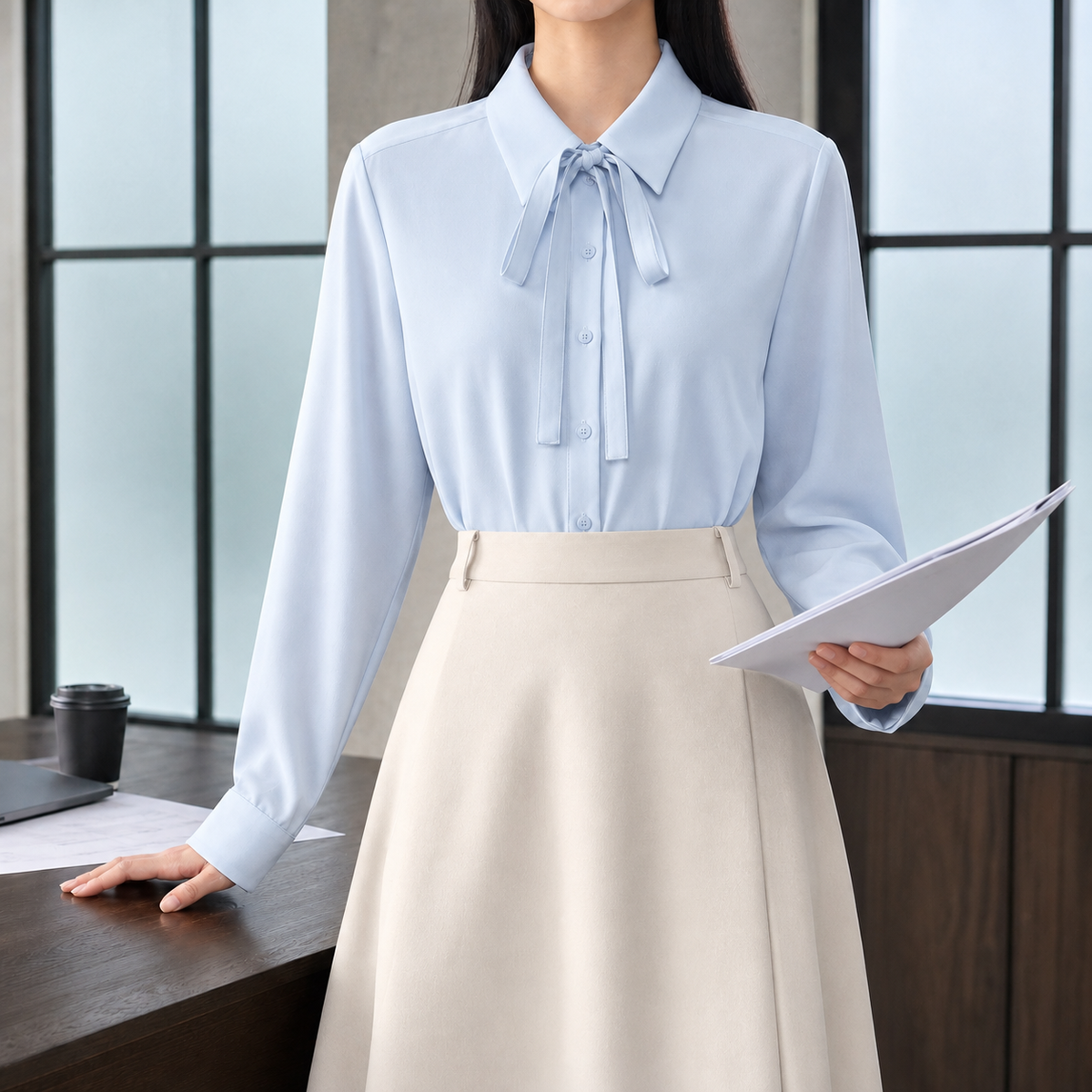 Lisandra-Sage Bow Blouse