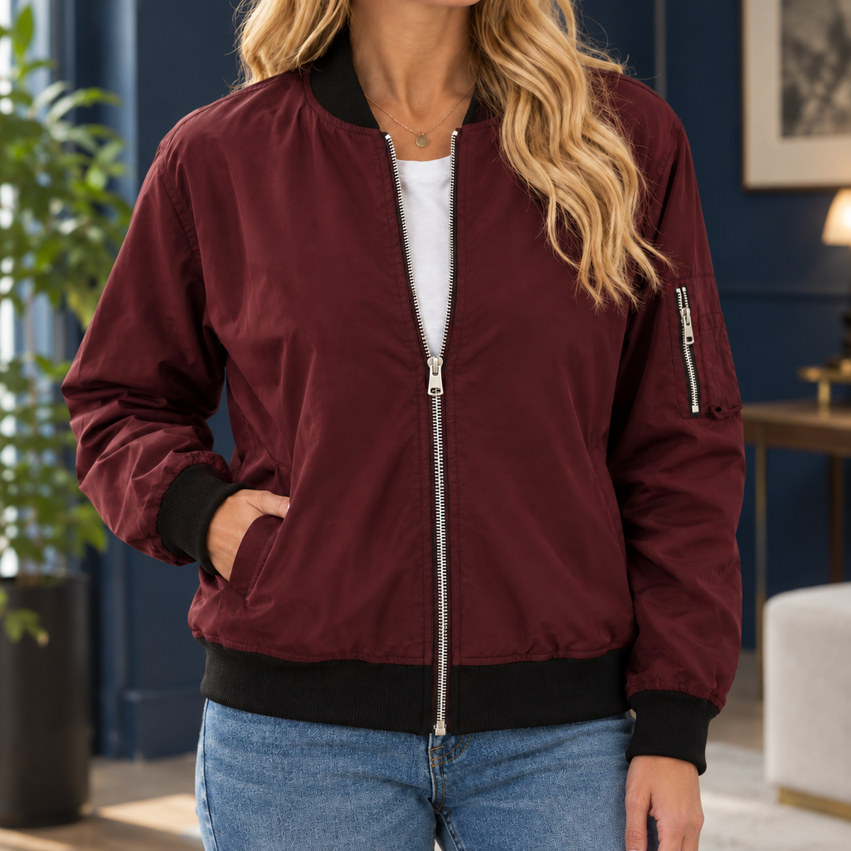 Ludovica Zip Bomber Jacket