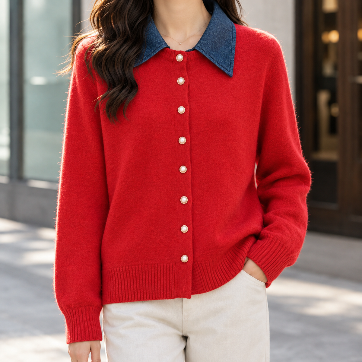 Joy Contrast Collar Cardigan