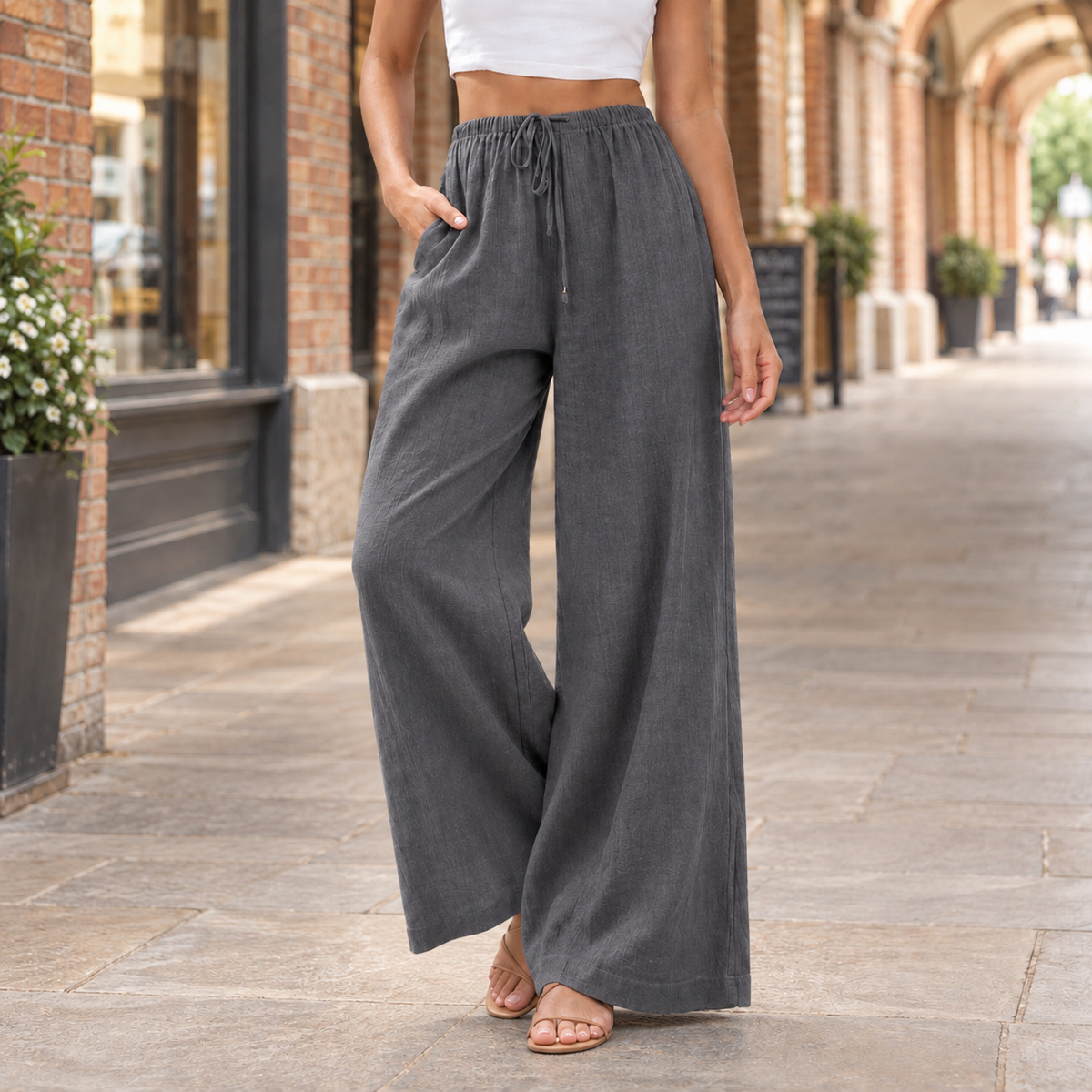 Yolande-Pearl Wide Leg Pants