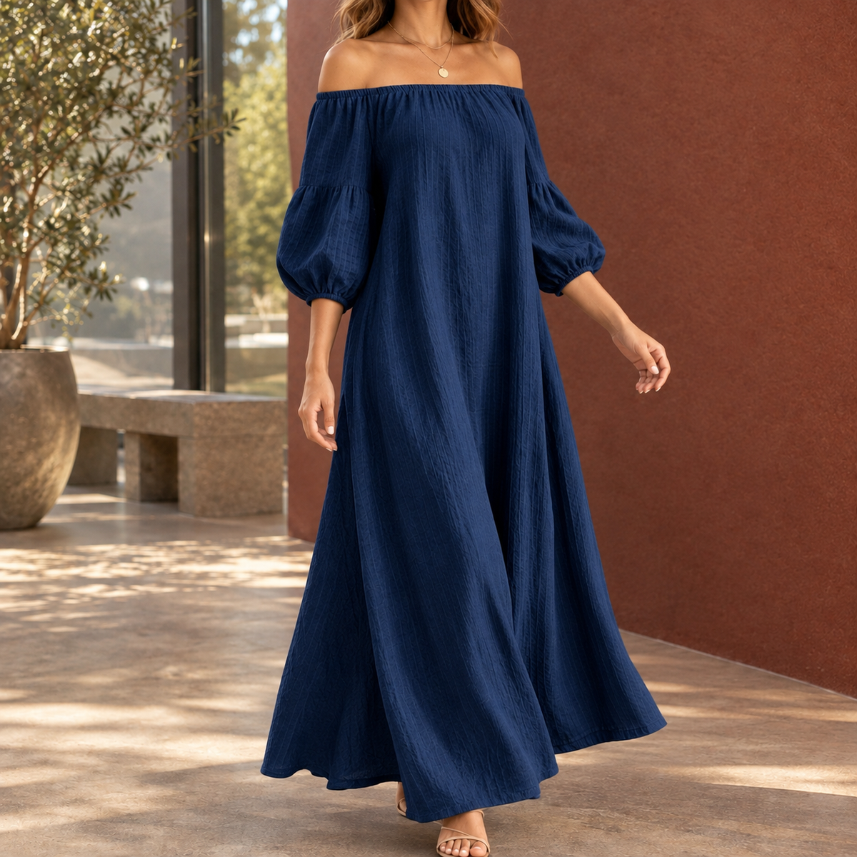 Beatrix-Rose Off-Shoulder Maxi Dress