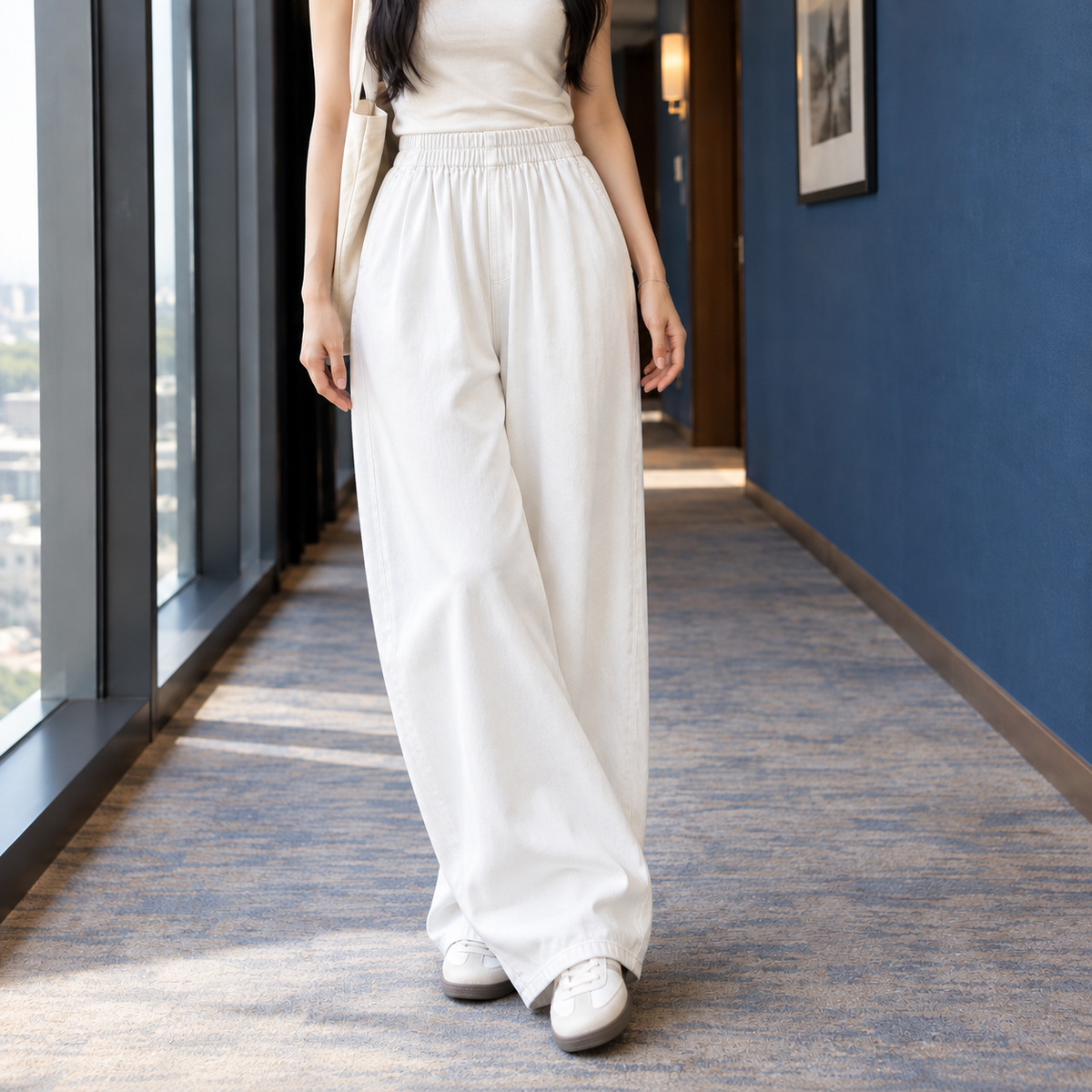 Florence-Sage Wide Leg Jeans