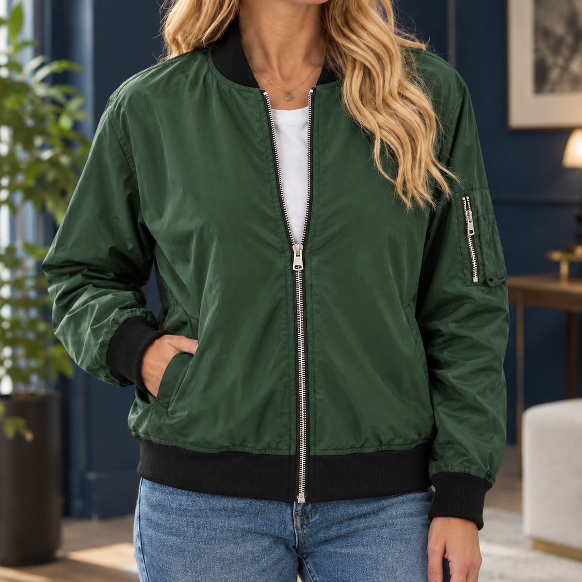 Ludovica Zip Bomber Jacket