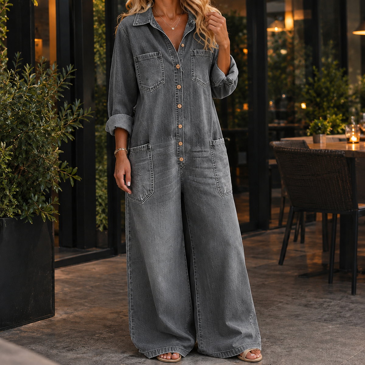 Greta-June Wide-Leg Jumpsuit