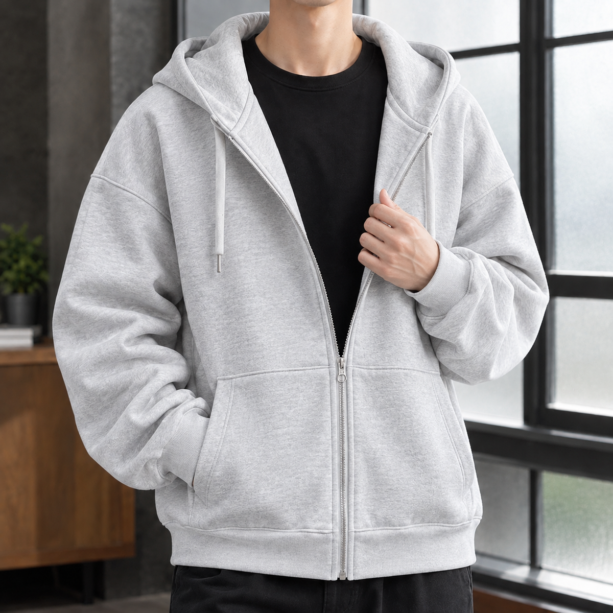 Pascal-Wren Relaxed Zip Hoodie