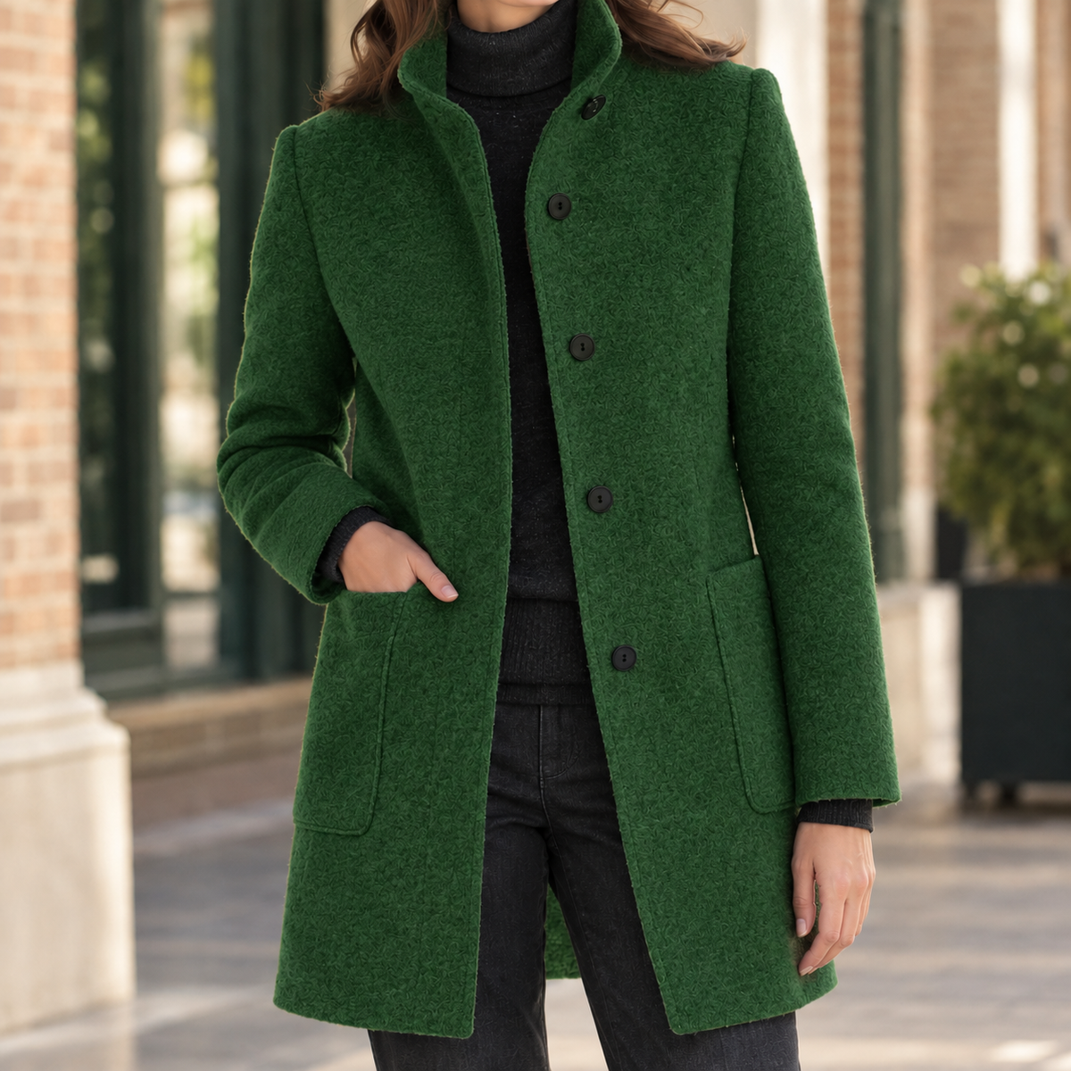 Ashley-Skye Stand Collar Coat