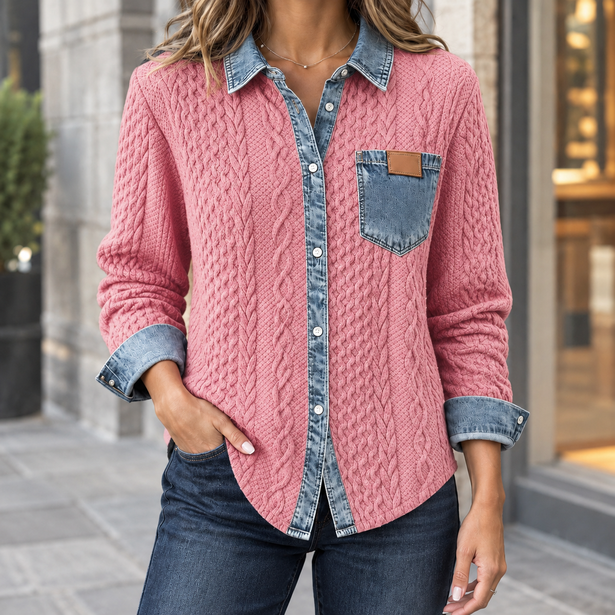 Adrienne-Lane Denim Knit Overshirt