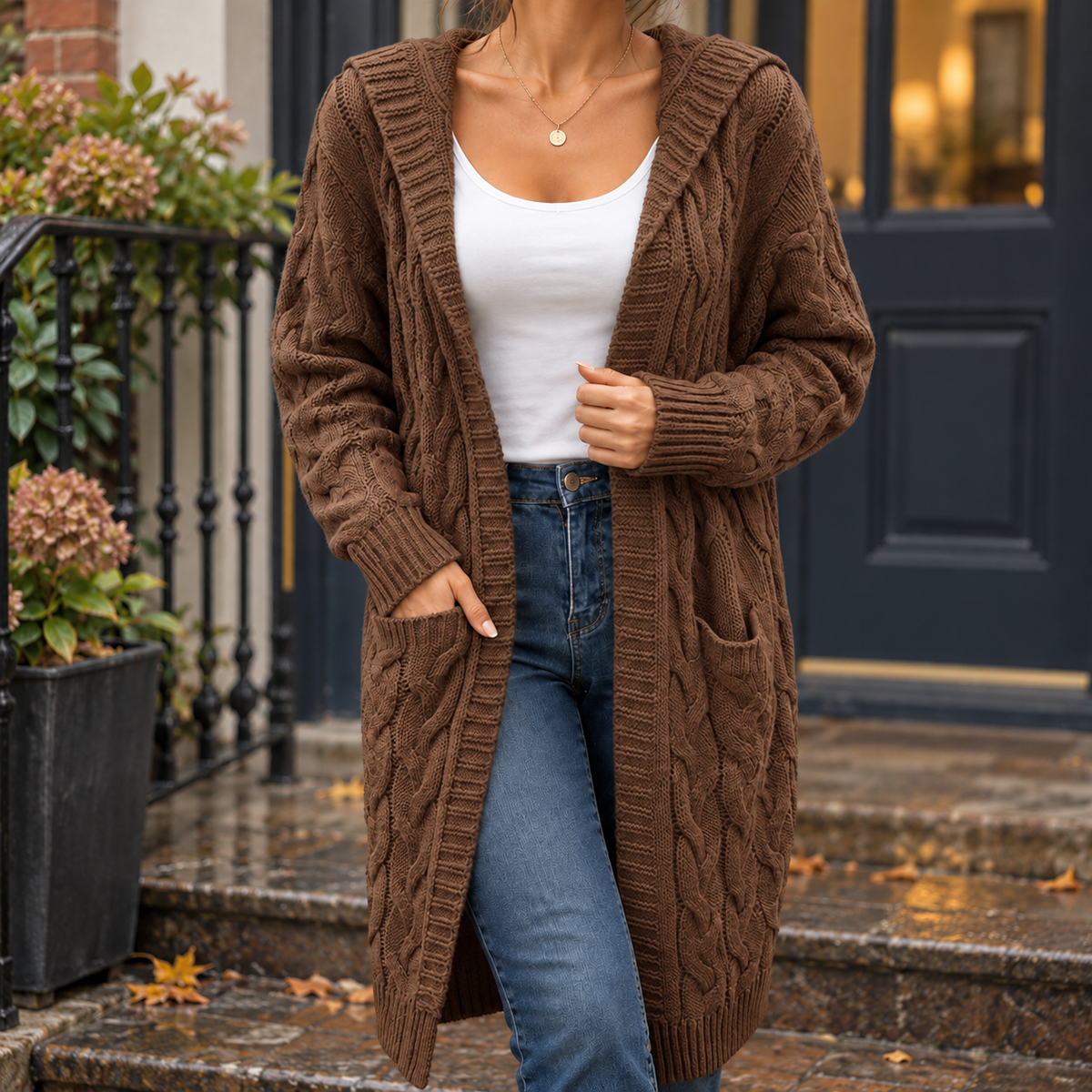 Madeline-Faye Cable Knit Cardigan