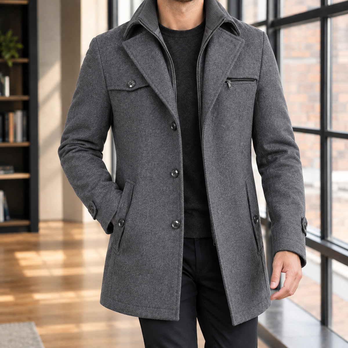 William Double Collar Coat