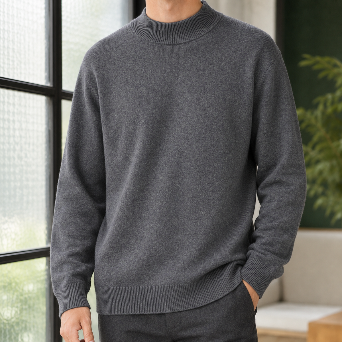 Isidore-Stone Mock Neck Sweater