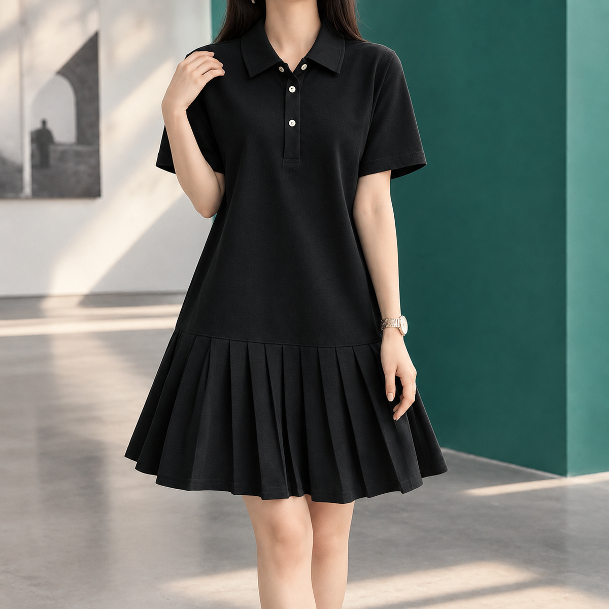 Godiva Pleated Polo Dress