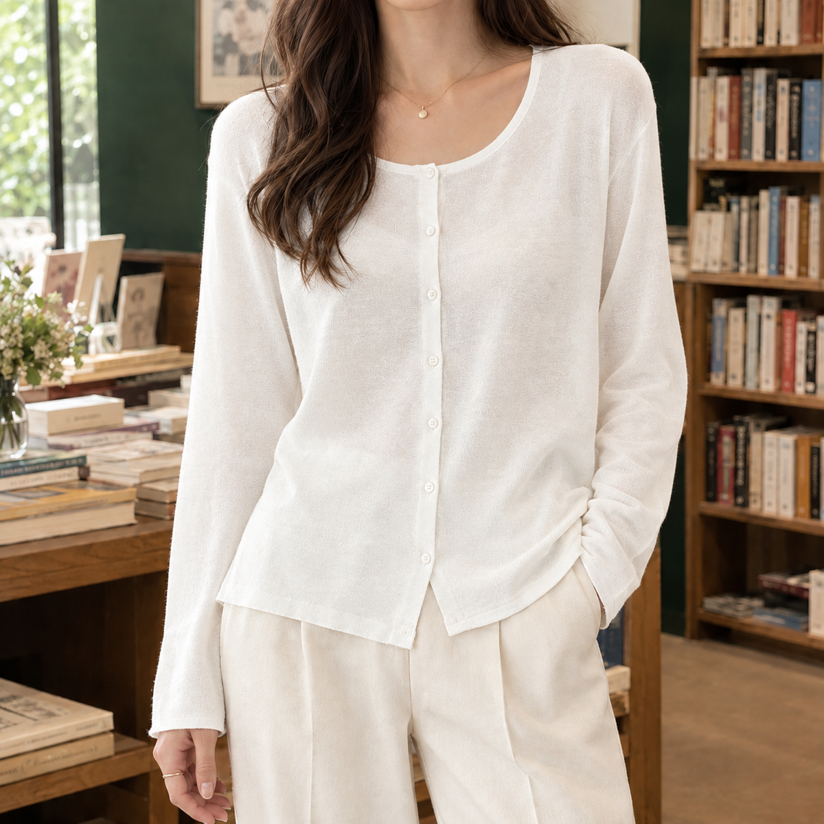 Guinevere-Hope Linen Cardigan