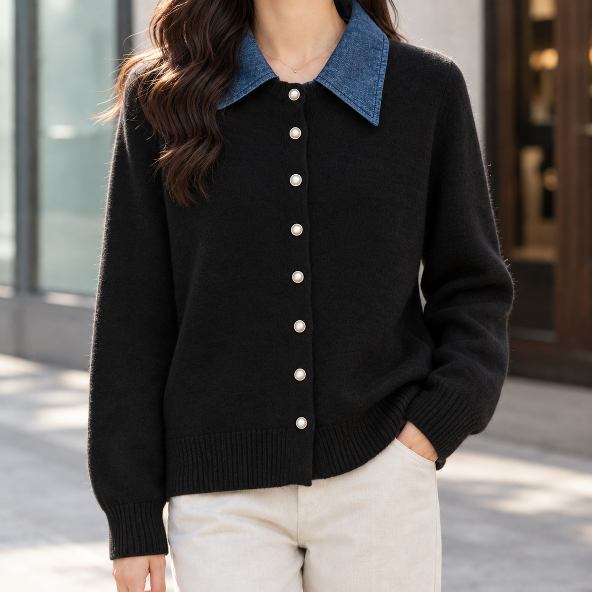 Joy Contrast Collar Cardigan