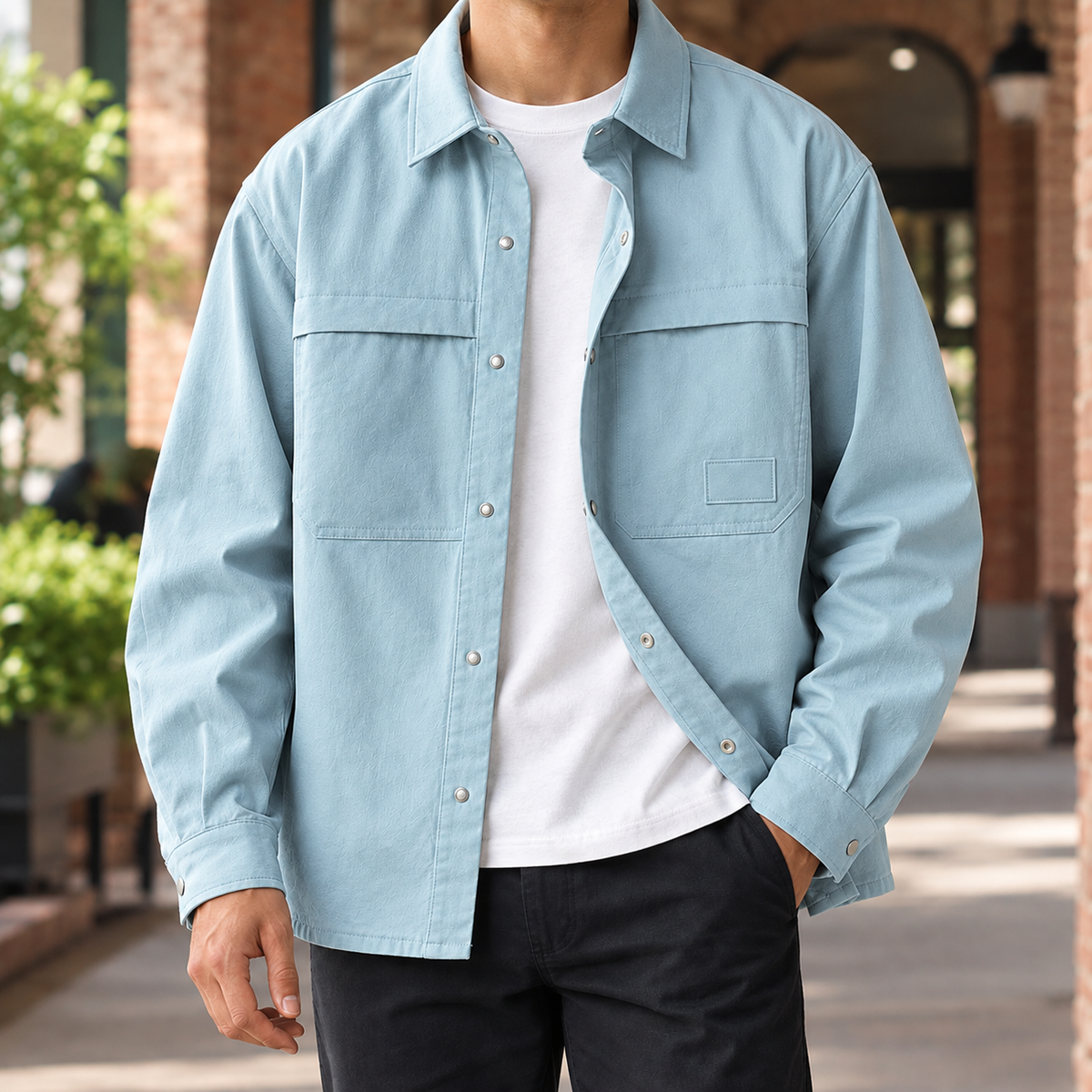 UTILITY SNAP BUTTON OVERSHIRT FOR MEN