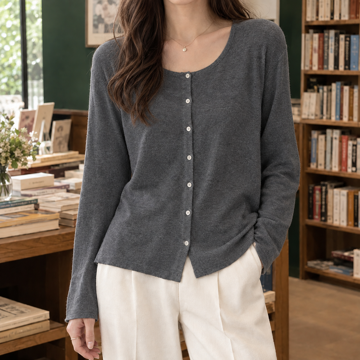 Guinevere-Hope Linen Cardigan