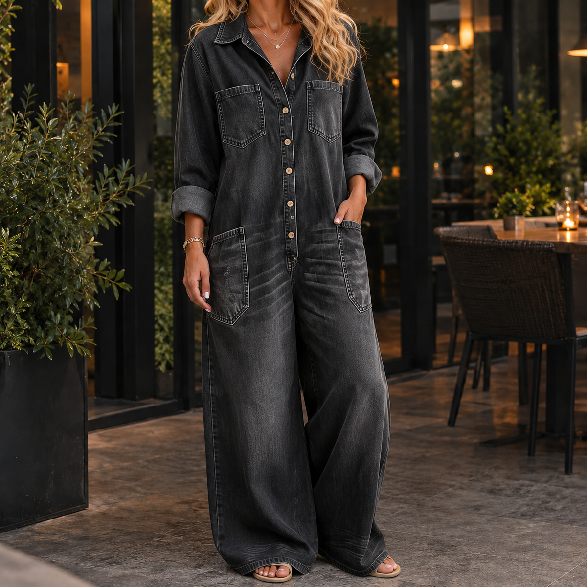 Greta-June Wide-Leg Jumpsuit