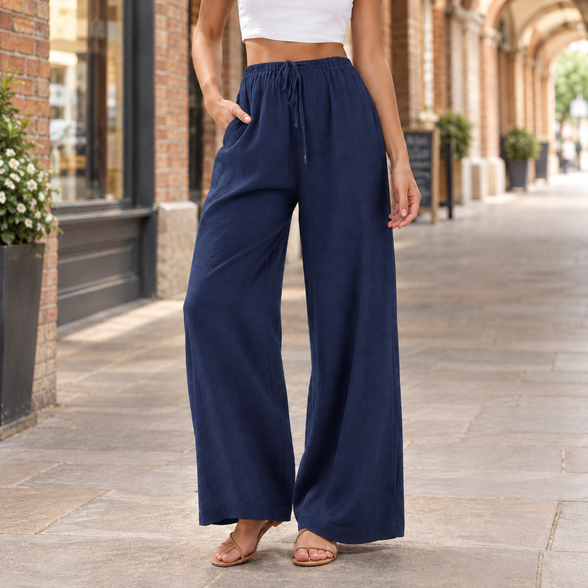 Yolande-Pearl Wide Leg Pants
