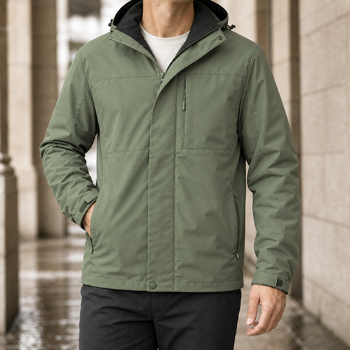 Wilfred-Stone Hooded Jacket