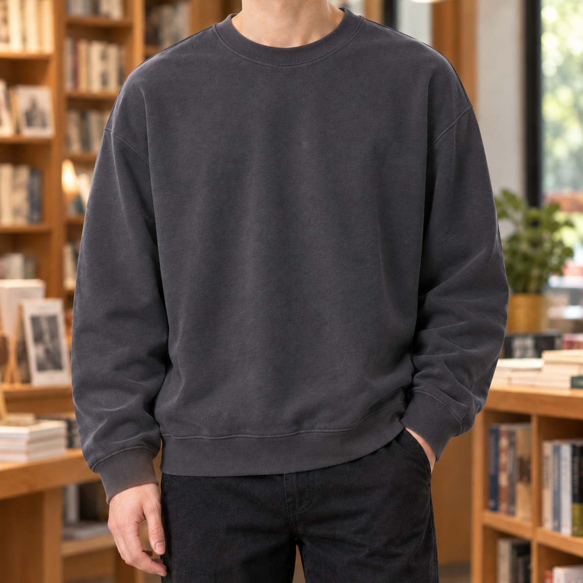 RELAXED FIT COTTON BLEND SWEATER FOR MEN