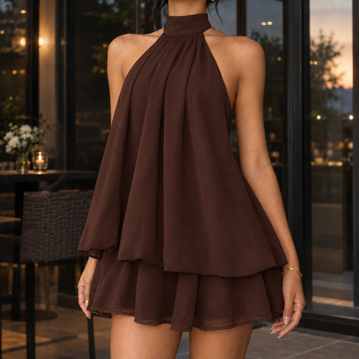 Nadine-Mae Halter Mini Dress