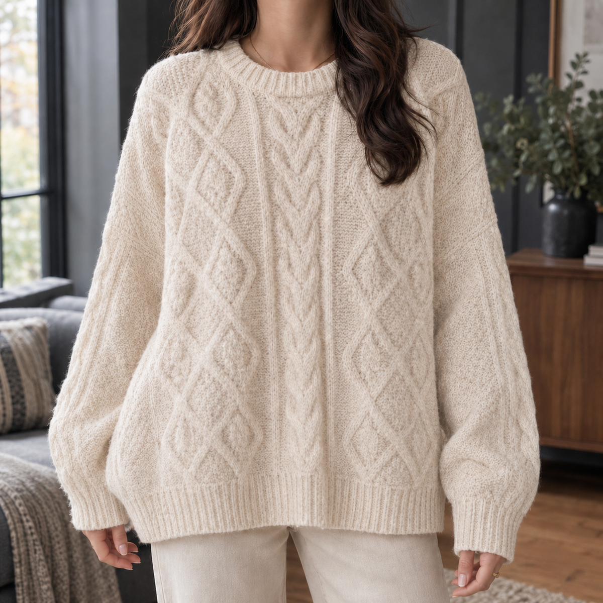 Ilaria-Sage Cable Sweater