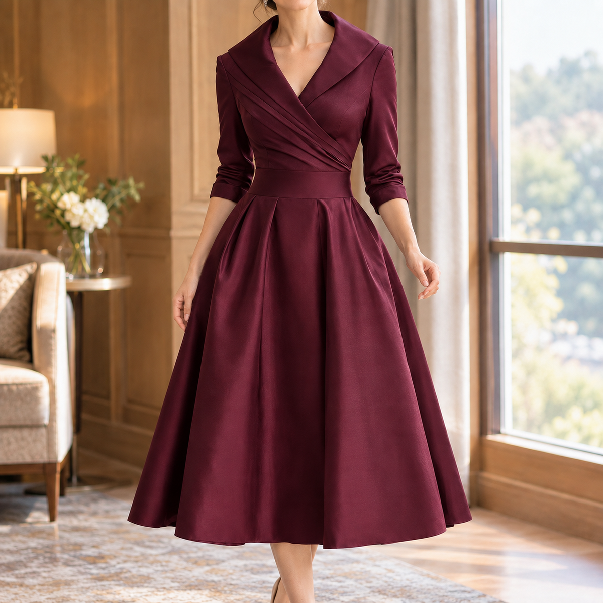 Marissa Lapel Midi Dress