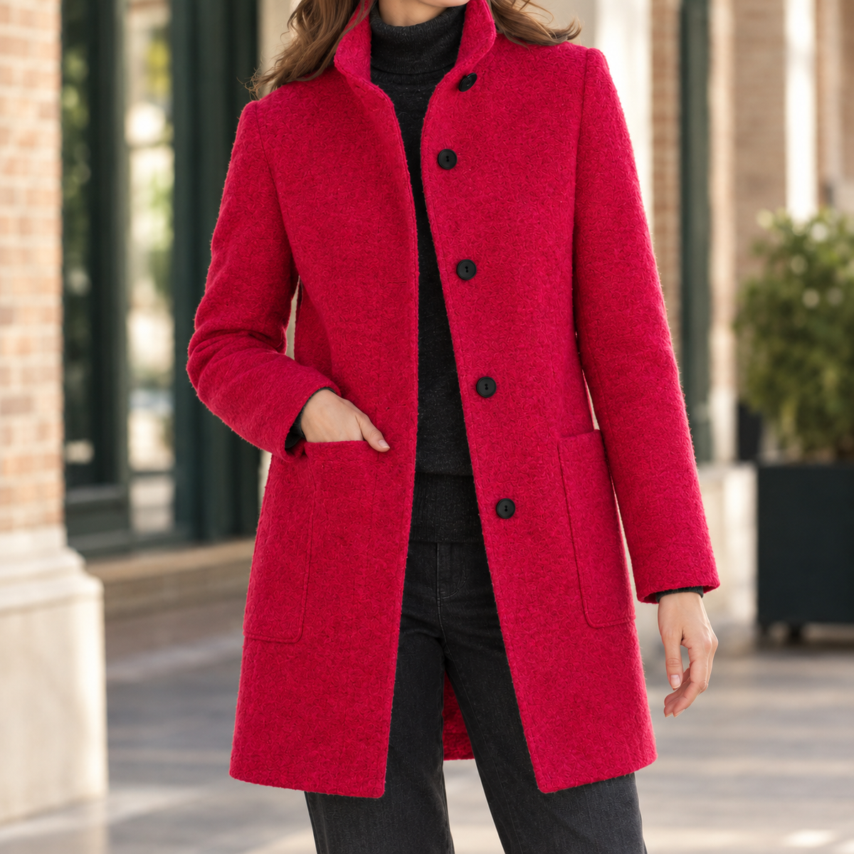 Ashley-Skye Stand Collar Coat
