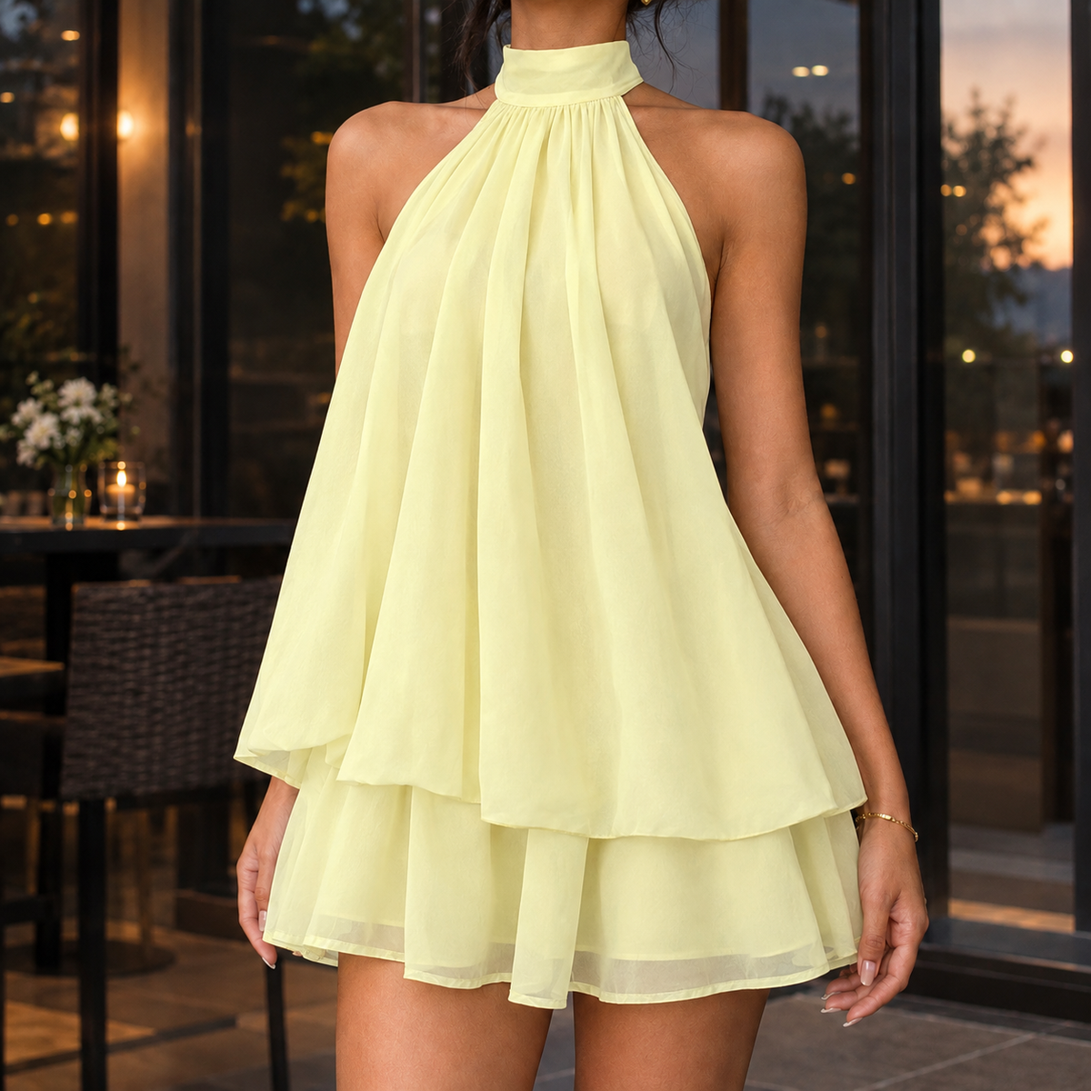 Nadine-Mae Halter Mini Dress