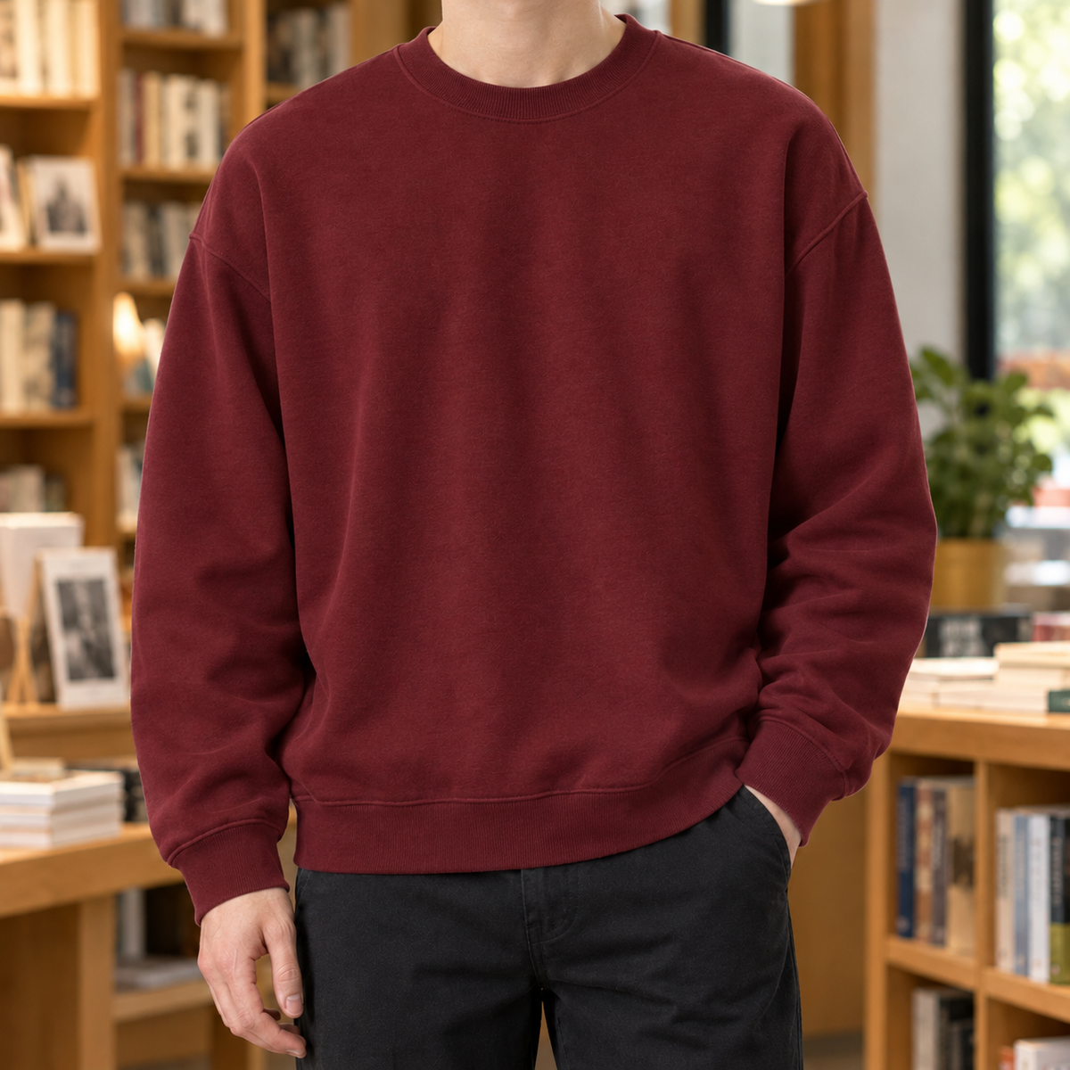 RELAXED FIT COTTON BLEND SWEATER FOR MEN
