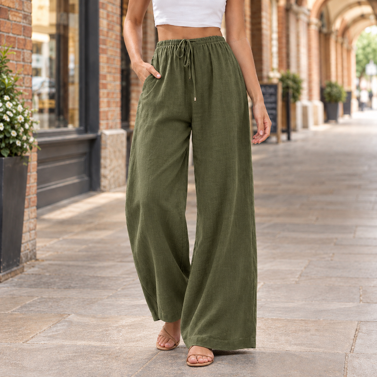 Yolande-Pearl Wide Leg Pants