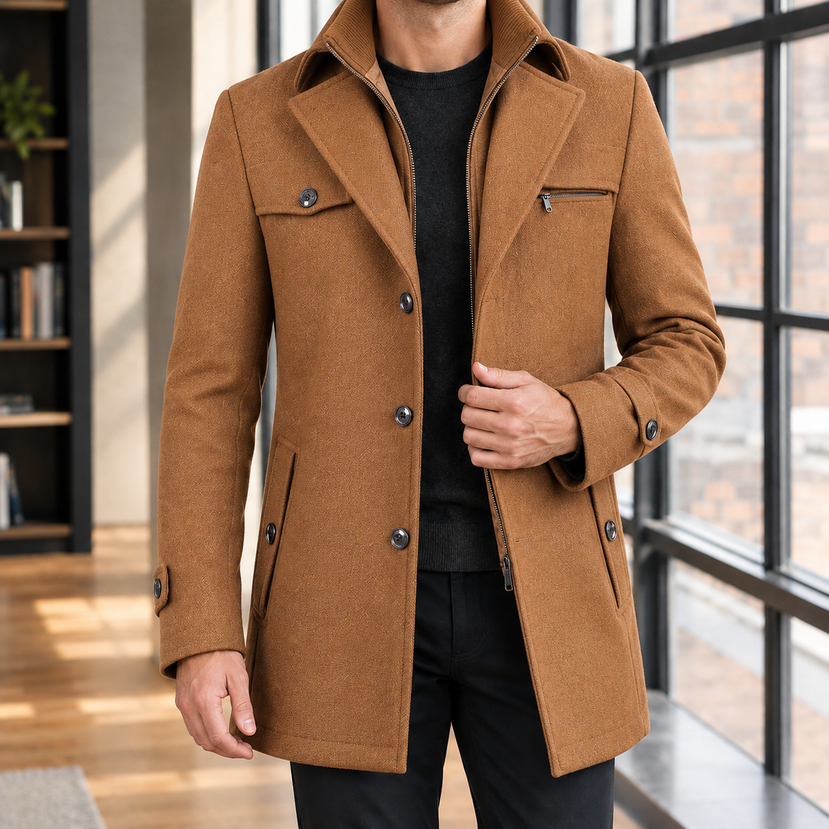 William Double Collar Coat