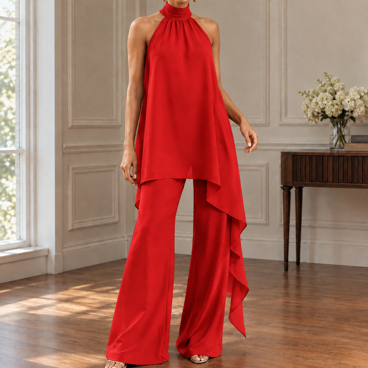 Caitlin Draped Halter Set
