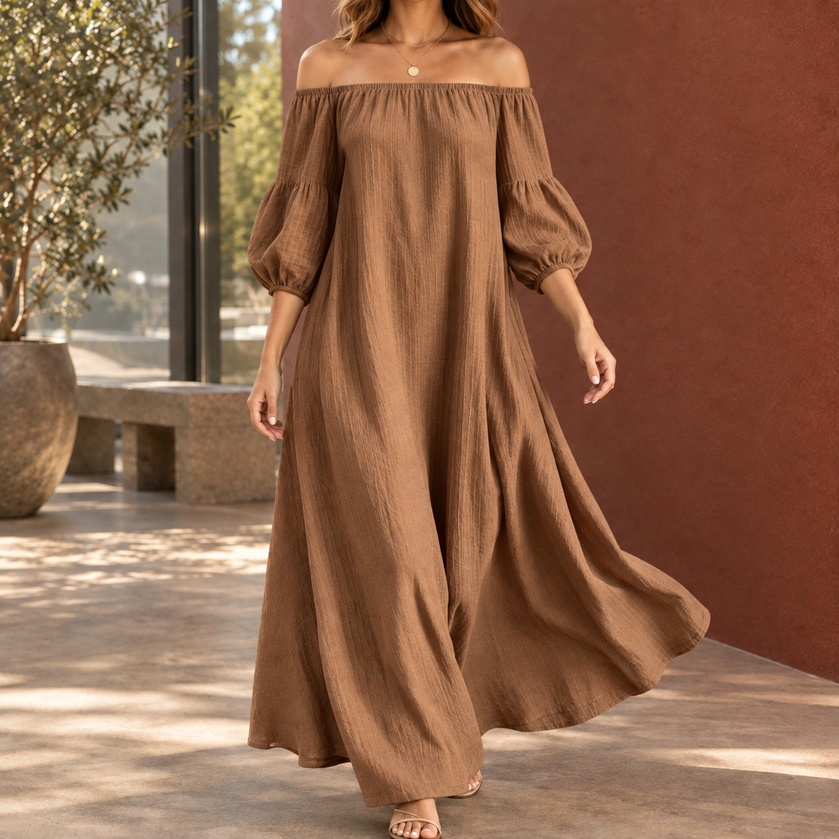 Beatrix-Rose Off-Shoulder Maxi Dress