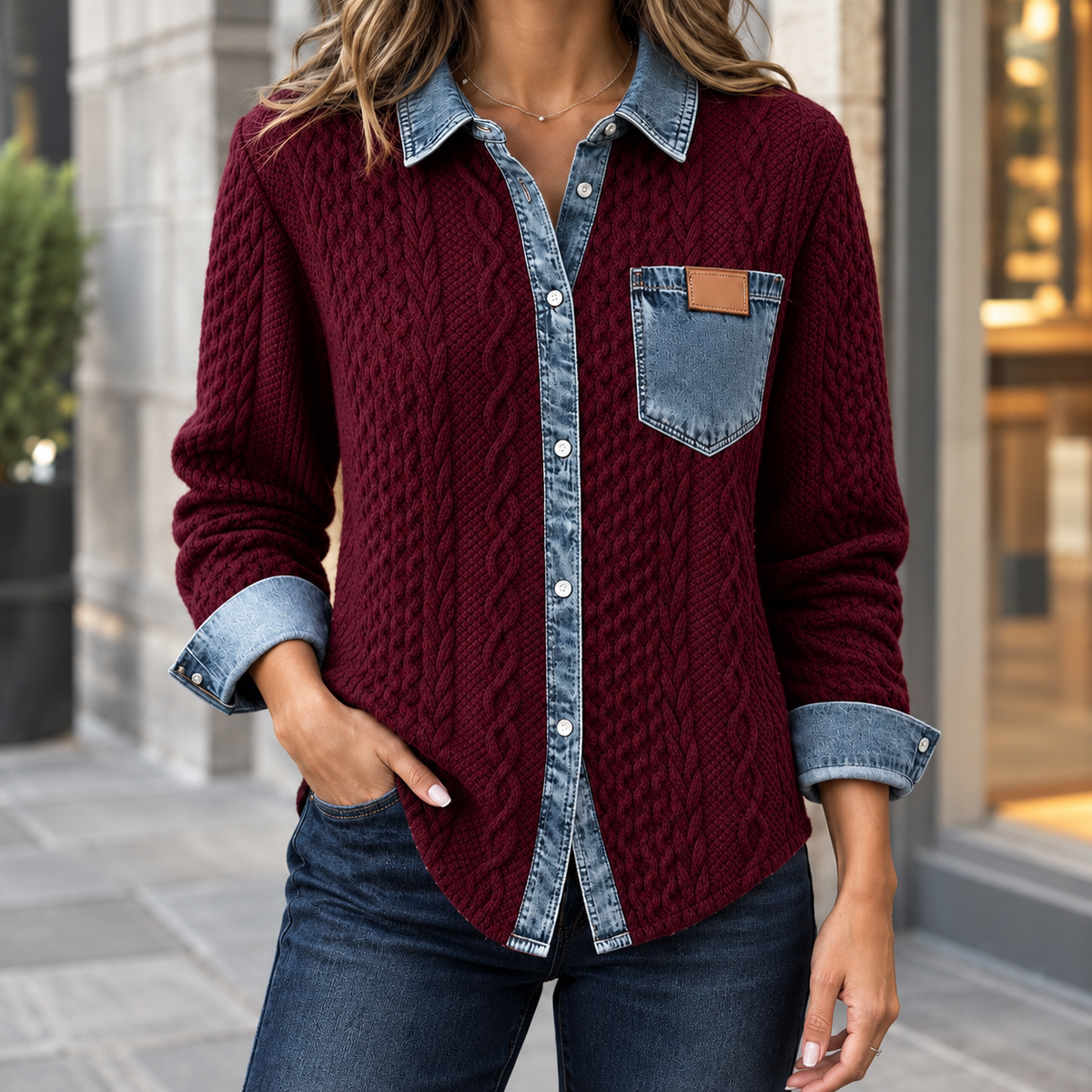 Adrienne-Lane Denim Knit Overshirt