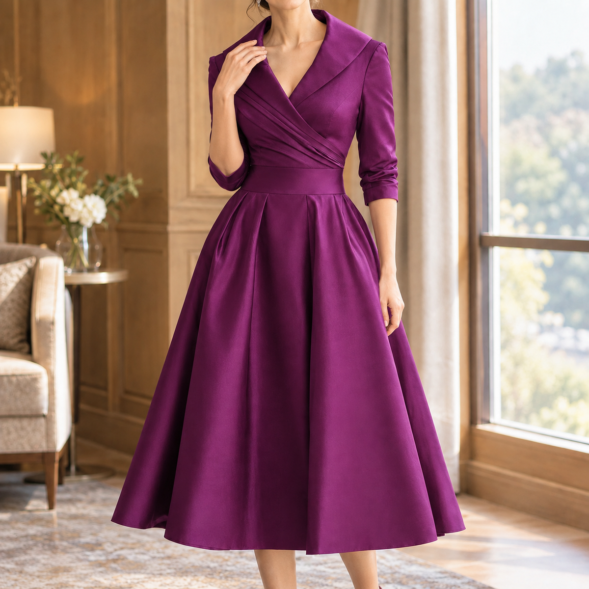 Marissa Lapel Midi Dress