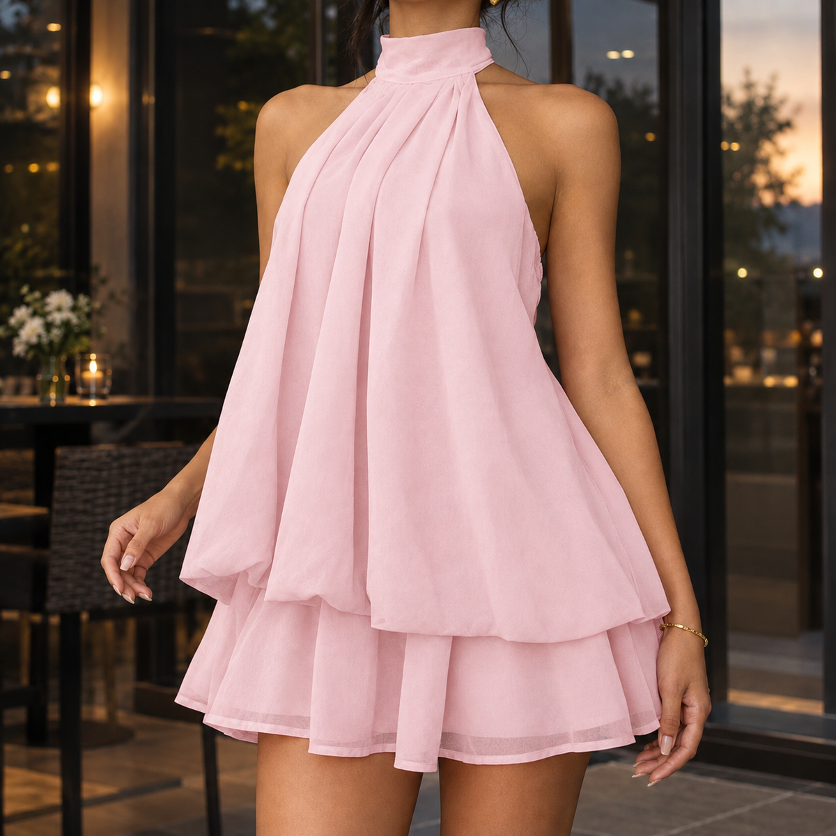 Nadine-Mae Halter Mini Dress