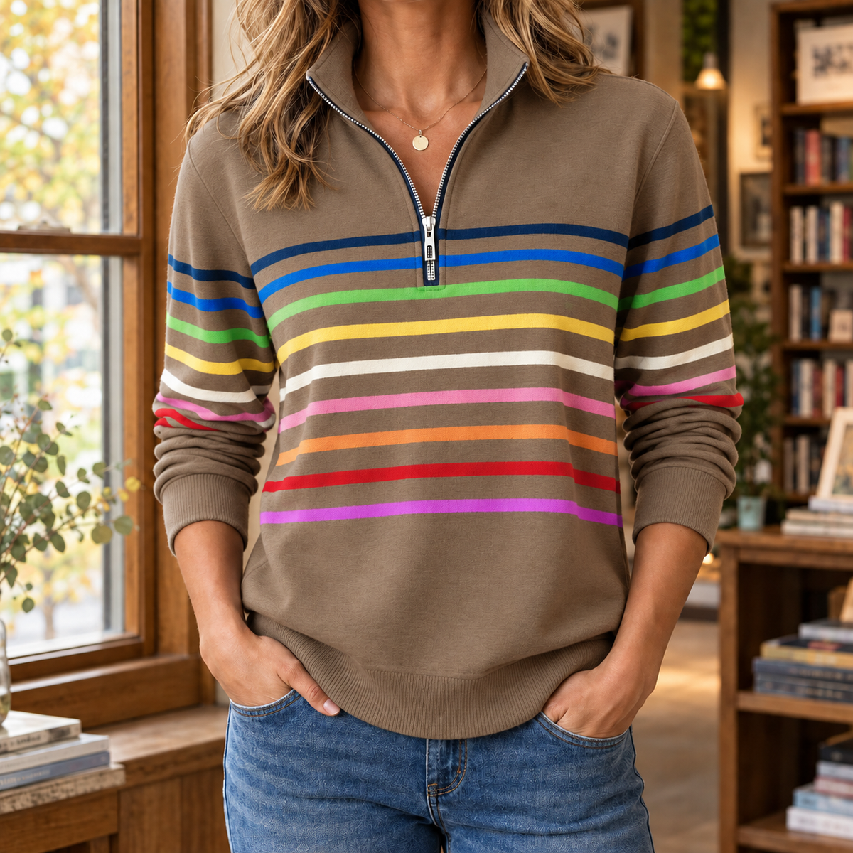 Adriana-Kate Quarter Zip Sweater