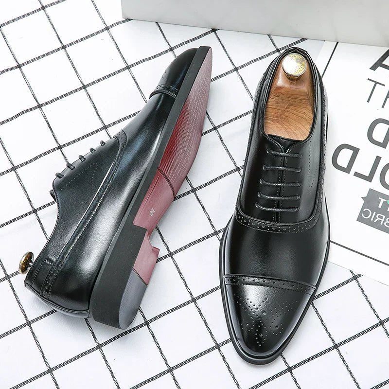 Imran | Men's Cap-Toe Brogue Lace-Up Oxford Shoes